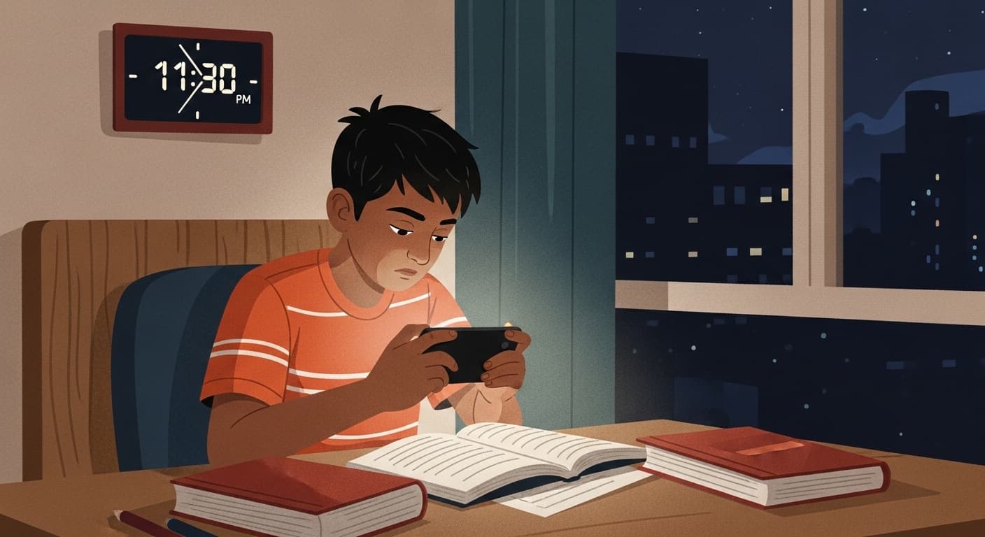 Storyboard scene: Phone Addiction