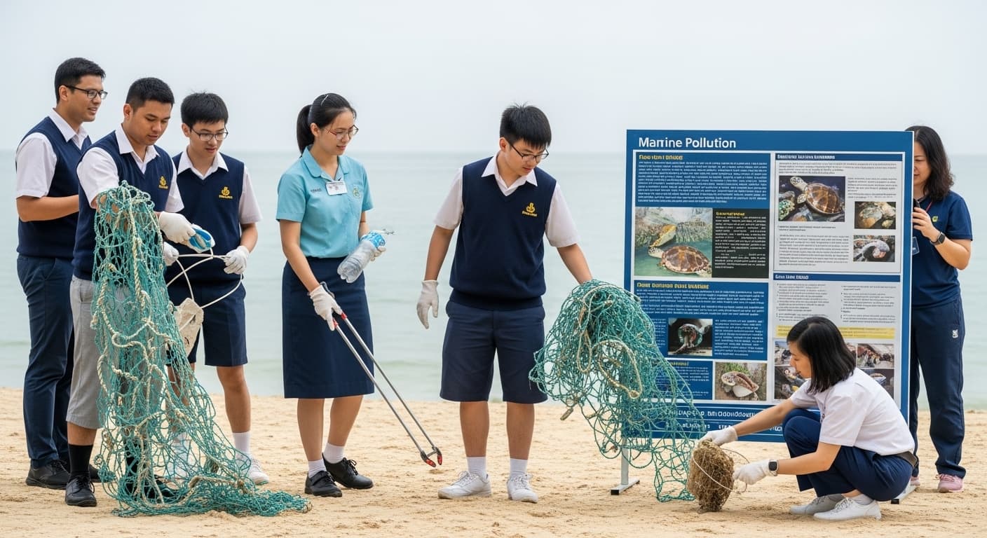 Photograph stimulus: A beach clean-up event at East Coast Park.
